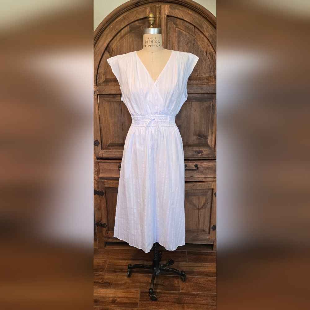 Talbots White Maxi Dress with Drawstring Waist